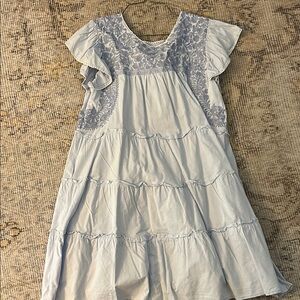 J.Marie Blue Tiered Ruffled Sundress with Flutter Cap Sleeves